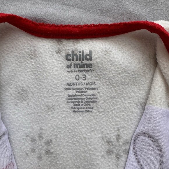 Carter's Infant Girl Boy 0-3M Fleece Reindeer Christmas Holiday Sleeper Pajamas - Picture 3 of 5